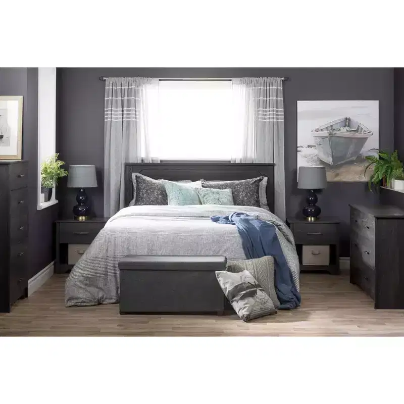 South Shore Fusion 6 Drawer Double Dresser Gray Oak: Laminated Particle Board, Anti-Tip, 5-Year Warranty