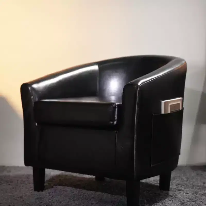 Compact Wing Accent Armchair with Faux Leather Upholstery