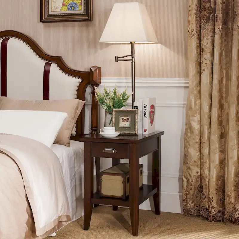 Leick Home Laurent One Drawer Swing Arm Lamp Side Table