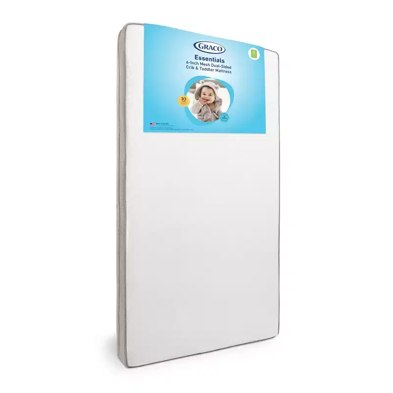 Graco Essentials 6" Mesh Dual-Sided Baby Crib and Toddler Bed Mattress: Firm Polyester Fiber, Water-Resistant Cover