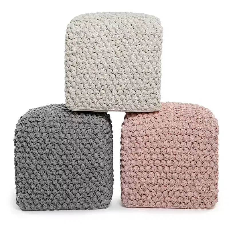 BIRDROCK HOME Buds Pouf Foot Stool Ottoman - Grey