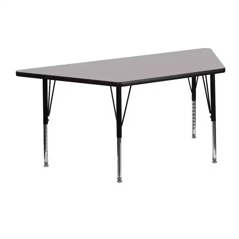 Flash Furniture 22.5''W x 45''L Trapezoid HP Laminate Activity Table - Height Adjustable Short Legs