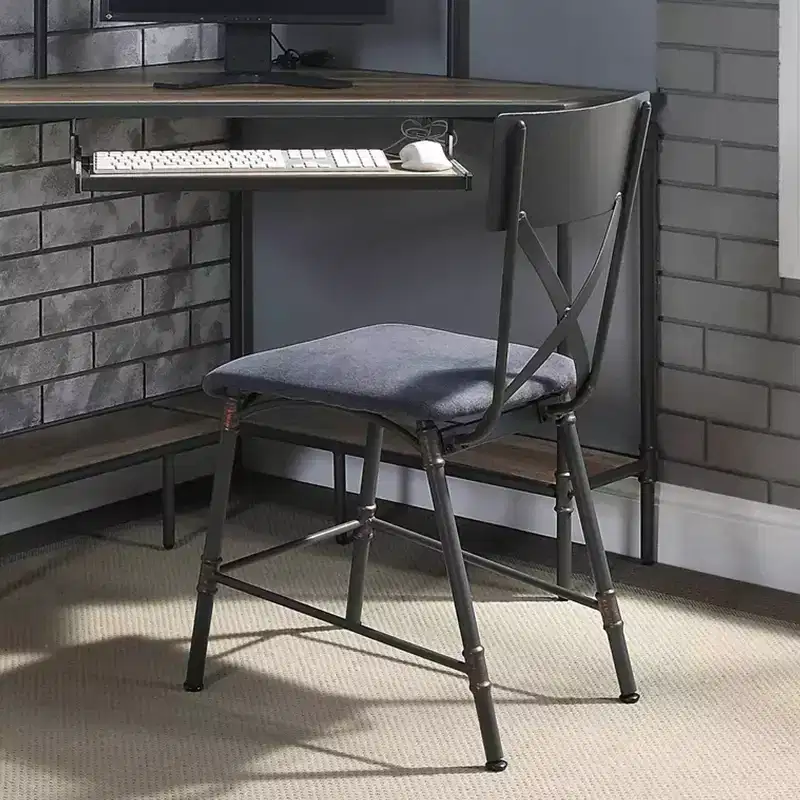 Simple Relax Fabric Upholstered Armless Chair in Antique Oak and Sandy Gray