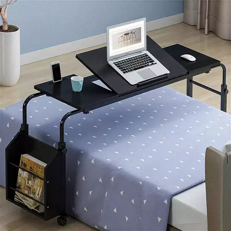 Overbed Table with Wheels - Laptop Desk Cart, Adjustable Height and Length, Table Over The Bed for Hospital and Home Use