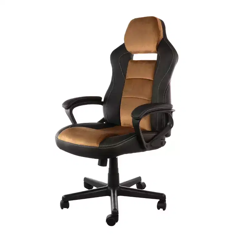 High Back Adjustable Faux Leather Office Chair in Black and Brown