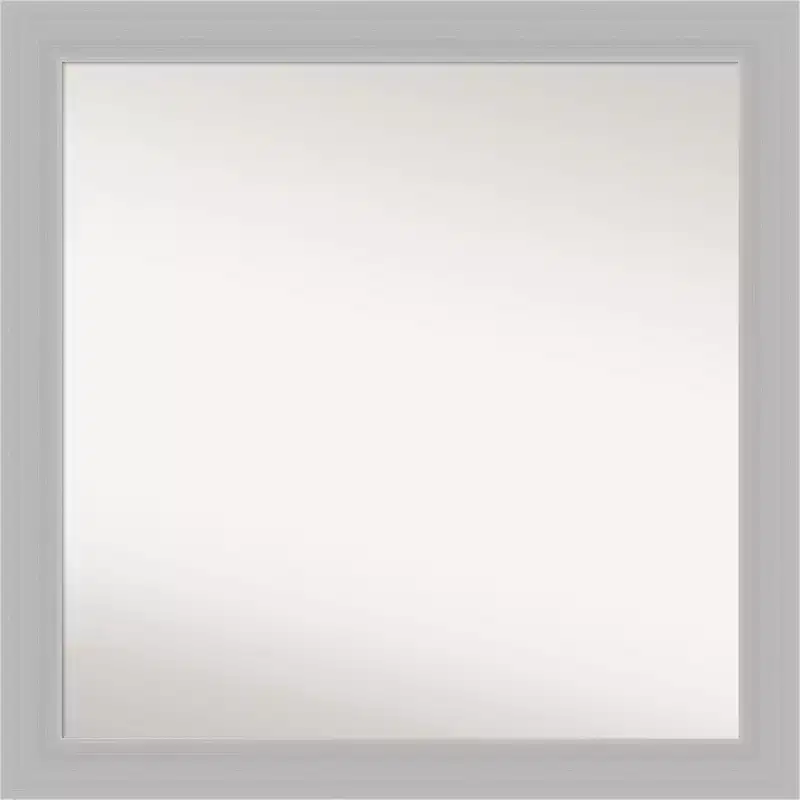 30" x 30" Non-Beveled Brushed Sterling Silver Wood Wall Mirror - Amanti Art: Modern Square, No Assembly Required