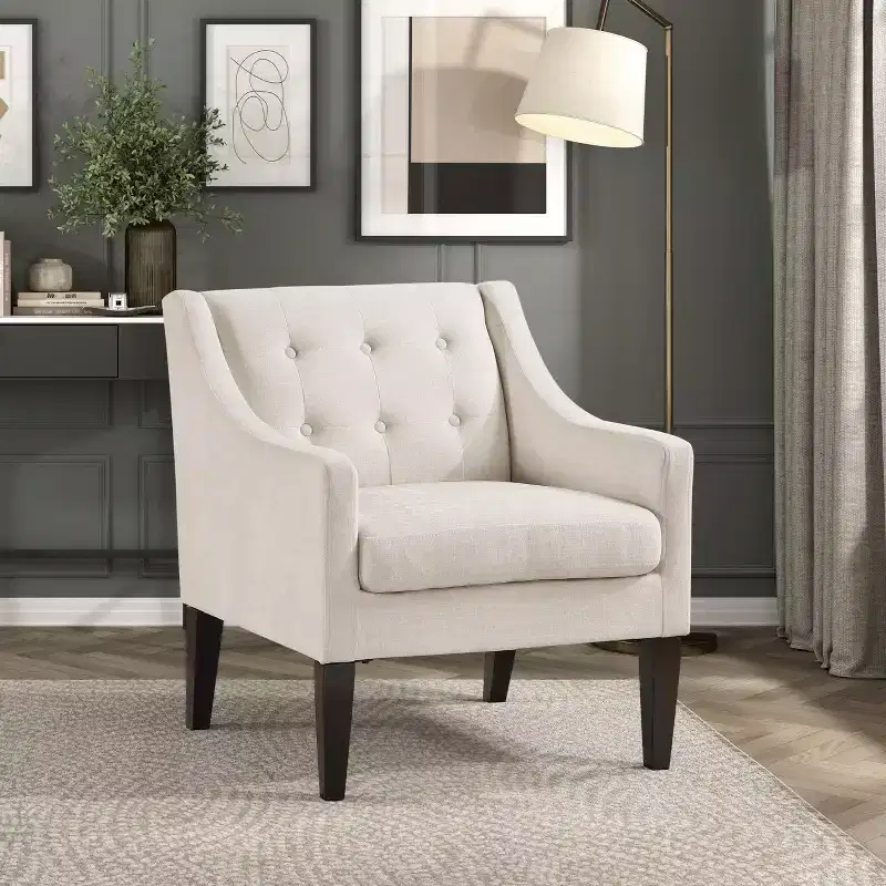 Okak Accent Chair Contemporary Living Room Chair with Upholstered Button-Tufted Fabric Cushion Comfy Armchair for Reading Room Bedroom