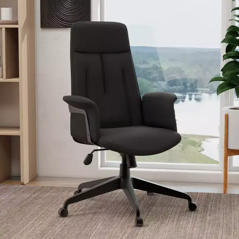 Ergonomic Leather High-Back Office Chair — Adjustable Height, Swivel & Tilt, Armrests, Modern Desk Chair for Home Office