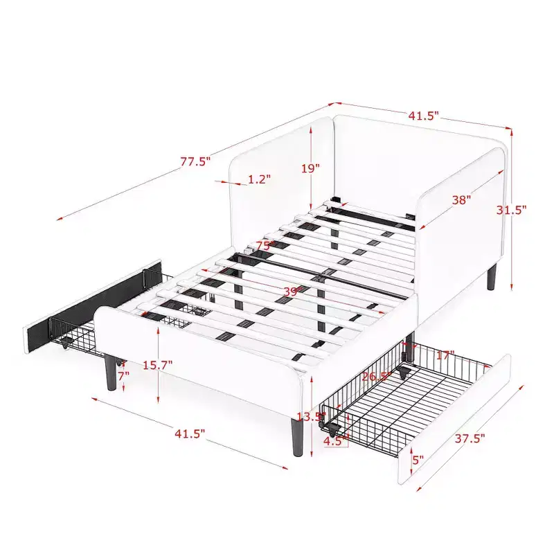 Bellemave Daybed with 2 Under-Bed Storage Drawers, Adjustable Velvet Sofa Bed for Living Room & Bedroom