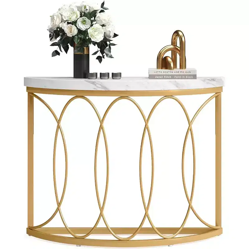 Half Moon Console Table, Modern Semi Circle Sofa Table