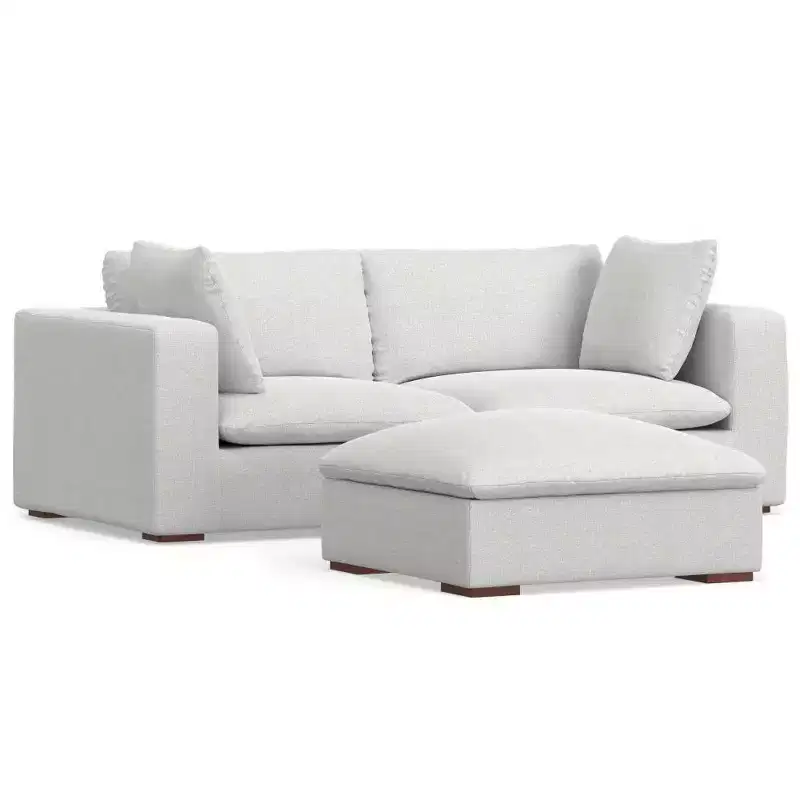 2-Seater Sofa and Ottoman, Cloud Gray