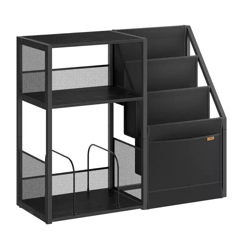 VASAGLE Record Player Stand, 3-Tier Side Table, Vinyl Record Storage up to 140 Albums, End Table