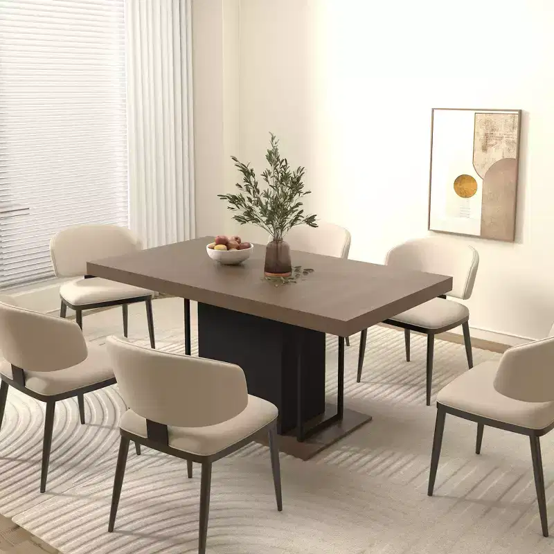 Okak 78.7IN Rectangle Extendable Dining Table for 6-10 People, Folding Table with Aged Effect Top, Kitchen Table for Dining Room, Black+Brown