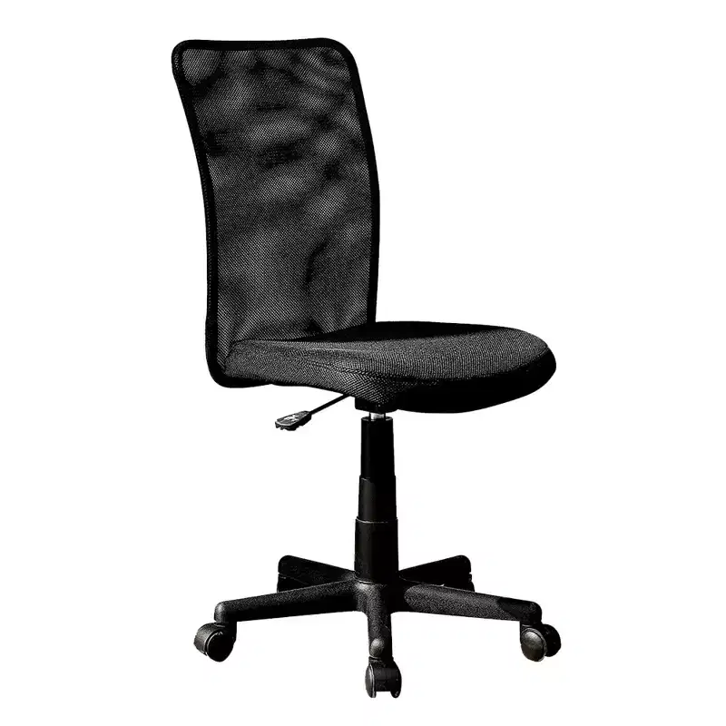 Armless Mesh Office Chair, Desk Chair with Adjustable Height and Universal Wheels, Comfy Chair for Office, Home, Black