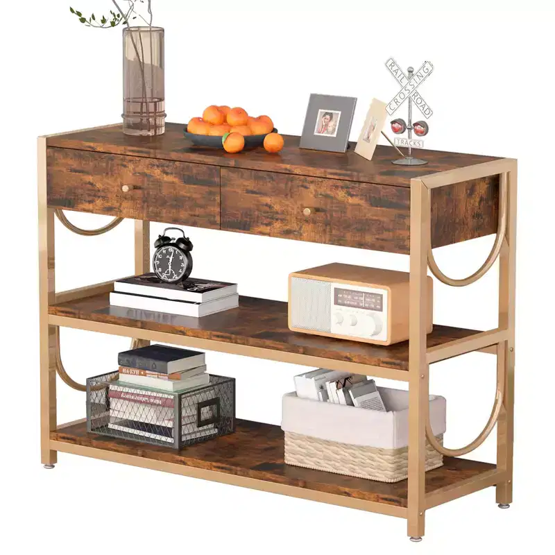 Entryway Table, 32 Inch Console Sofa Table with 2 Drawers and Storage Shelves, Console Table at Entry, Living Room Hallway Entrance Foyer