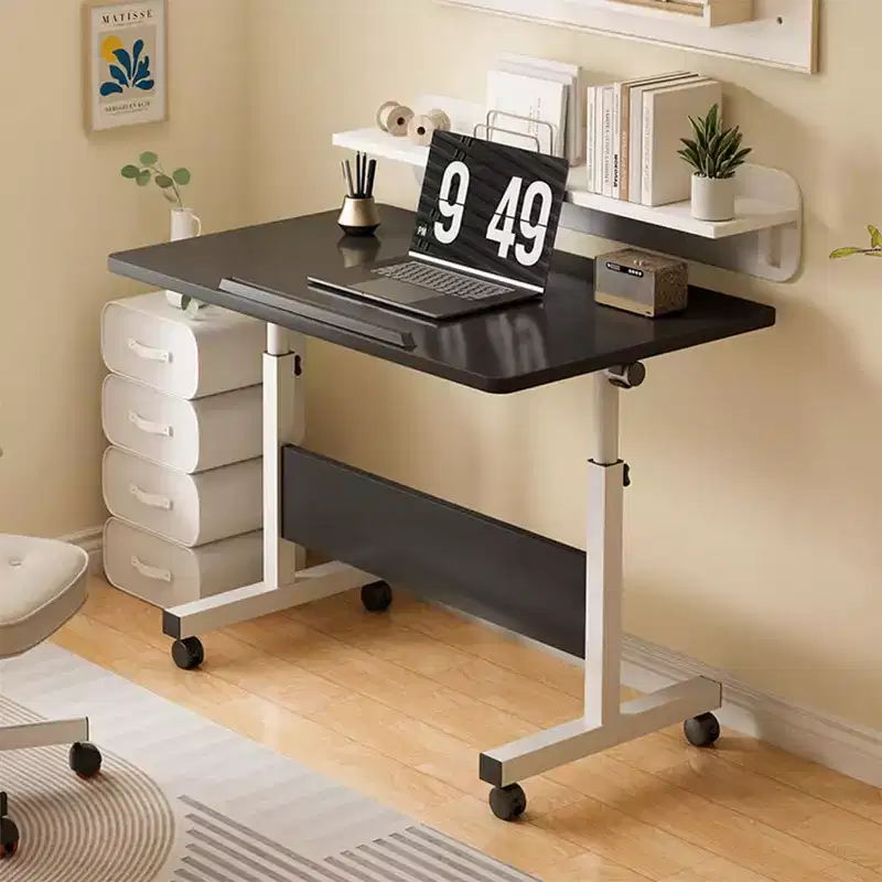 Adjustable Standing Desk (80x40cm, 65-87cm Height)  Mobile & Foldable Computer Desk with Wheels for Home Office, Rolling Laptop Table
