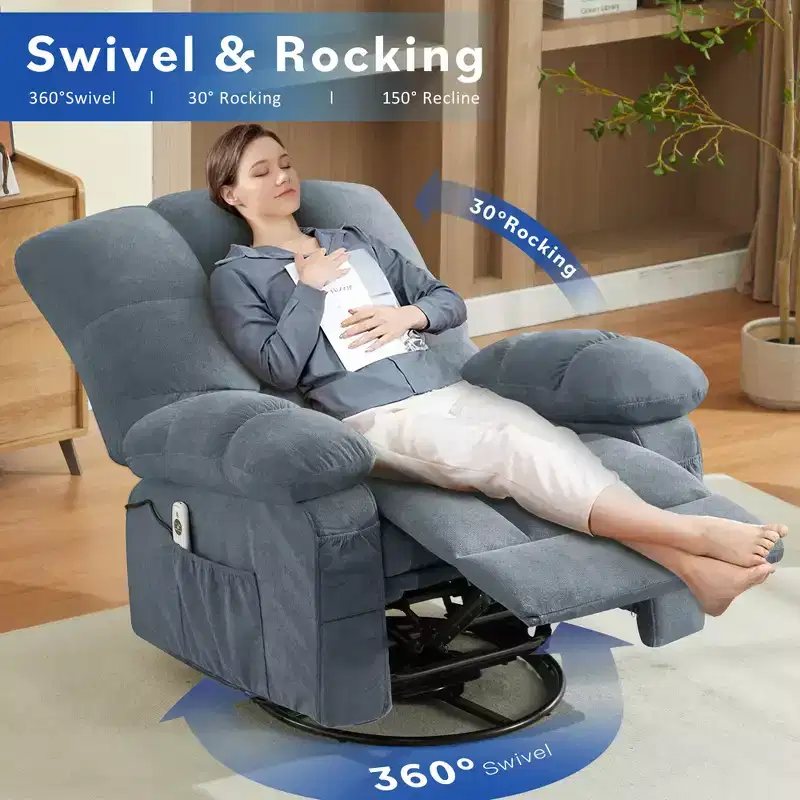 Recliner Chair with Vibration Massage and Lumbar Heating for Adults, 350 LBS Oversized Rocker Recliner Single Sofa