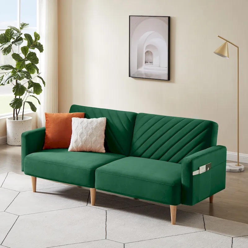 Modern Convertible Sofa Bed, Foldable Sleeper Couch, Space-Saving Futon for Living Room or Guest Room
