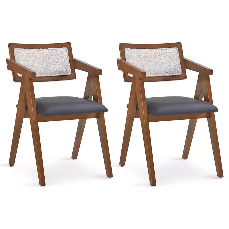 Costway Modern Accent Chairs Set of 2/4 with Leathaire Seat Cushions & Backrests Brown