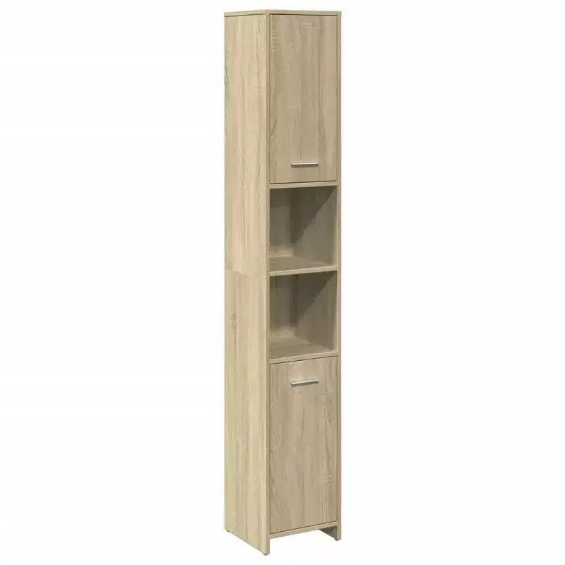 vidaXL Bathroom Cabinet Sonoma Oak Engineered Wood Narrow