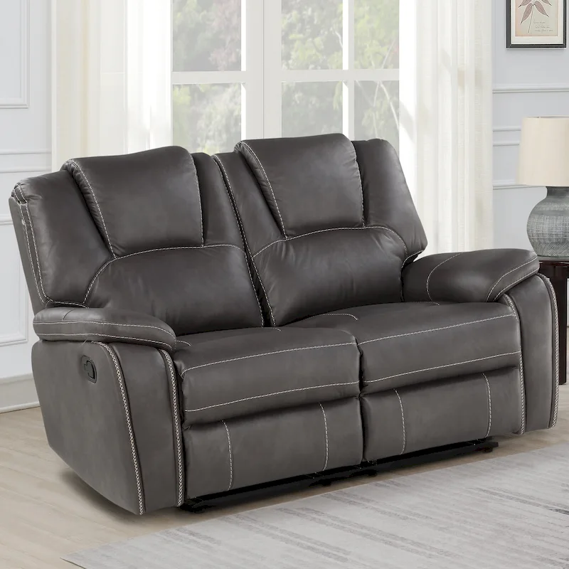 Faux Leather Manual Reclining Loveseat