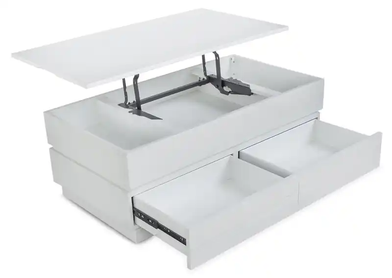 48 Modern Lift Top Coffee Table with Storage - Alabaster White Wood