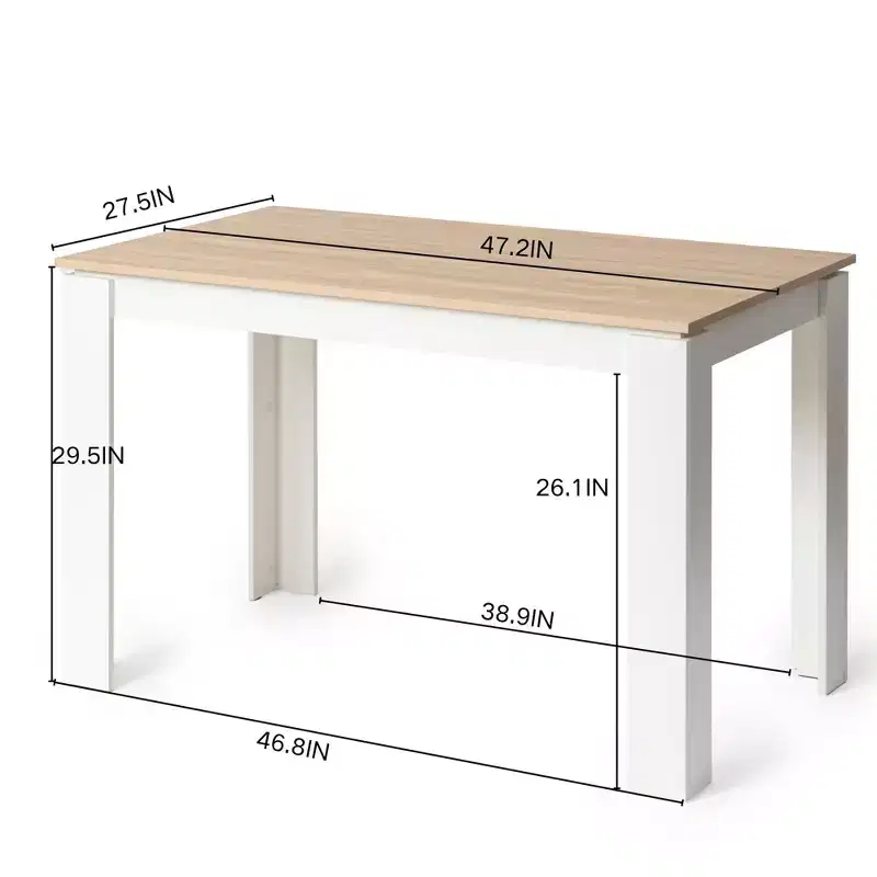 Rectangular Dining Table for 2-4 People, Kitchen & Dining Room Table with Wood Frame, Small Spaces, Apartment, Home Office, Oak