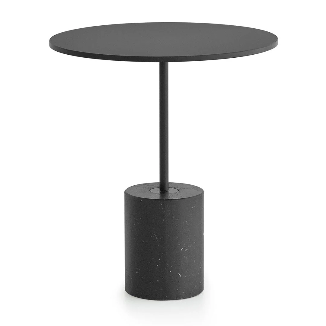 Contemporary Marble or Concrete Base Side Table with Laminate Top for Living Room or Office