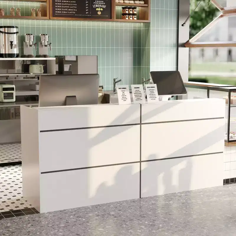 White Modern Reception Desk Front Counter Desk