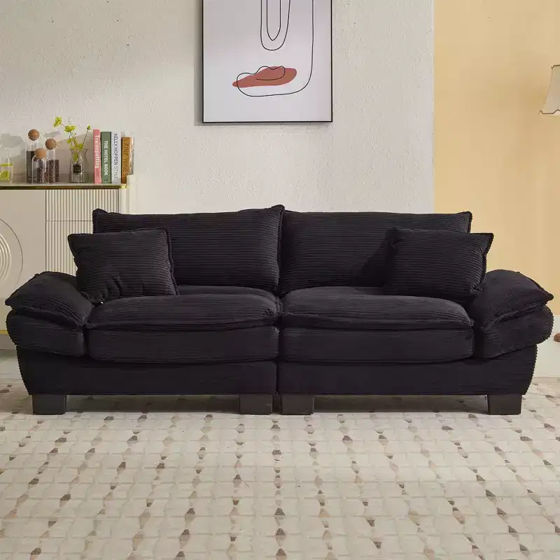 84 Inch Corduroy Couch Loveseat Sofa with 2 Pillows for Living Room,Small Space,Office,Apartment