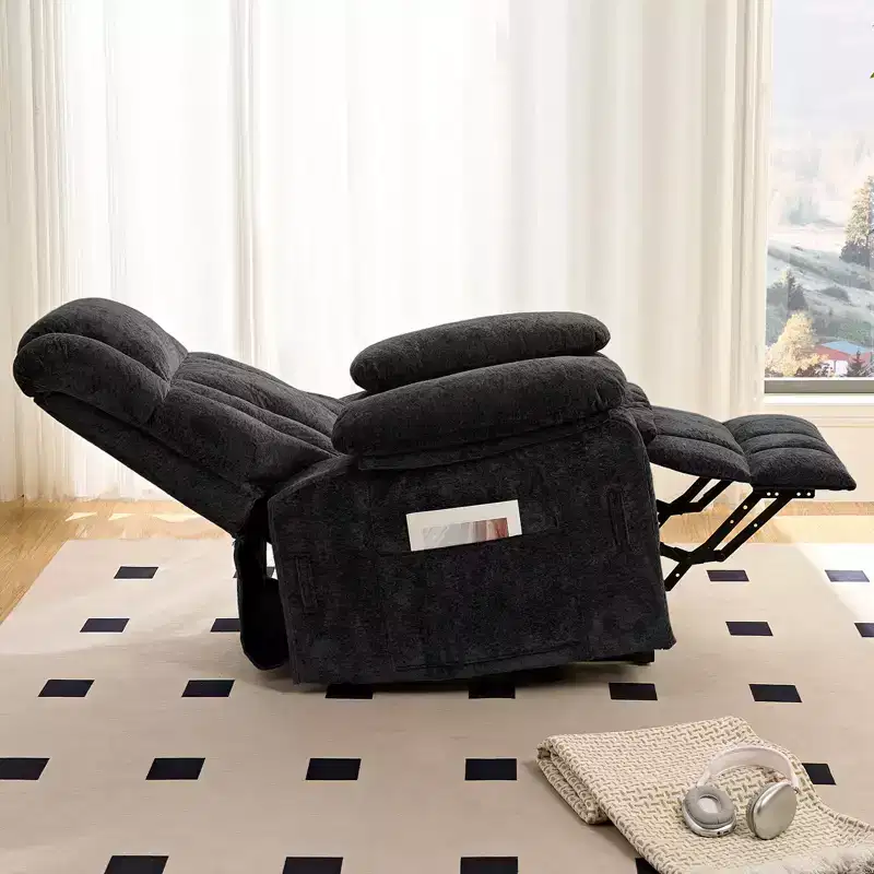 Mjkone Velvet Power Lift Recliners Chair With Lumbar Heating And 8-Point Vibration Massage,Recliner Armchair For Elderly