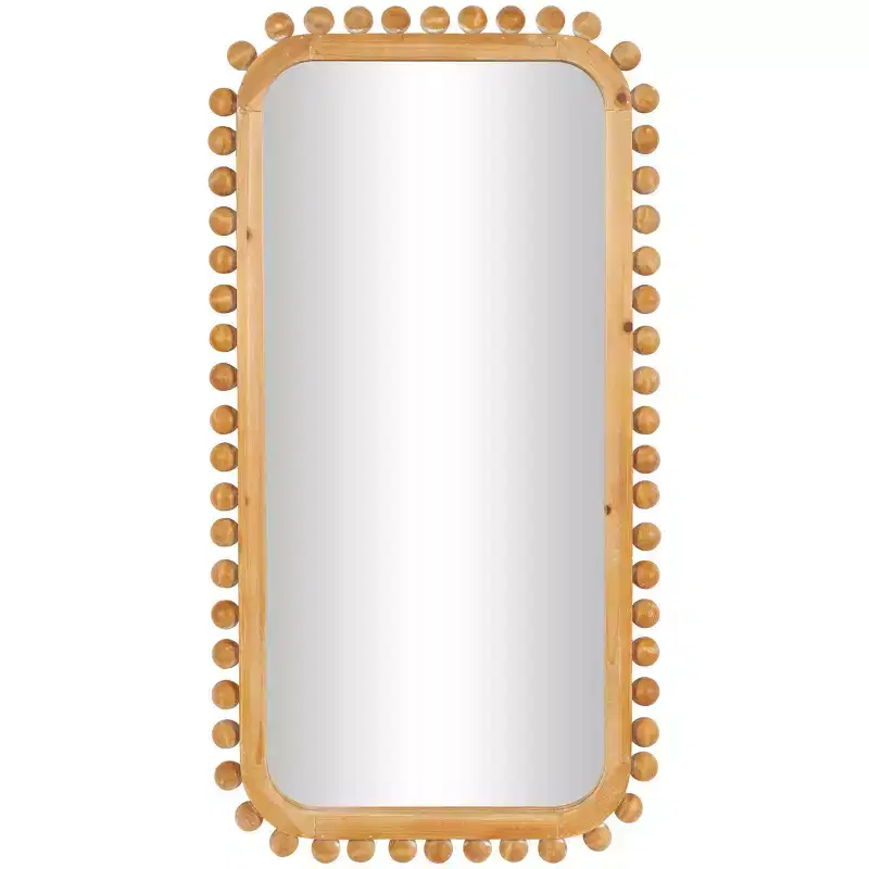 45"x24" Wood Wall Mirror with Beaded Frame Brown - Olivia & May: Decorative Rectangular Wall-Mount
