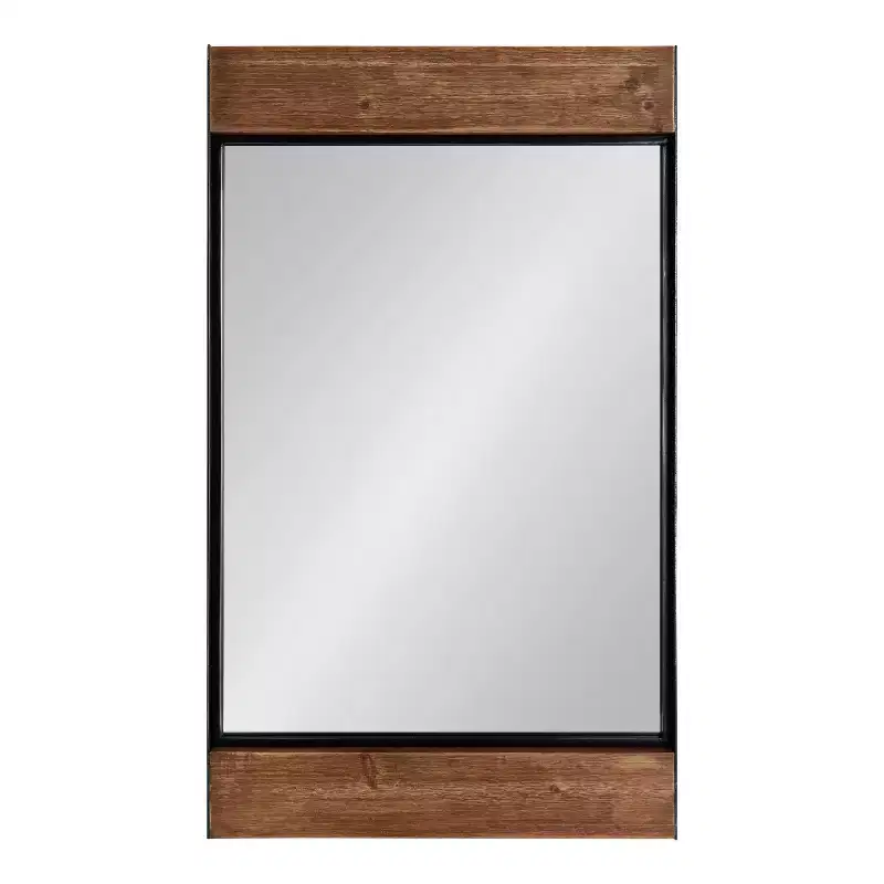 Kate & Laurel All Things Decor 20" x 36" Rectangle Kincaid Wall Mirror Rustic Brown : Farmhouse Style, No Assembly Required