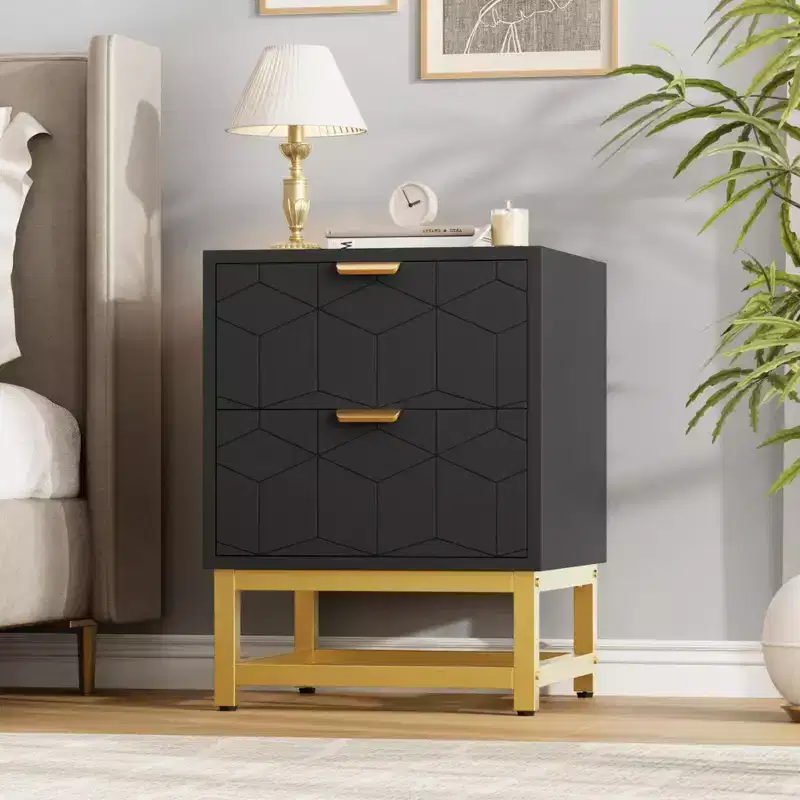 Coolmee 2 Drawer Dresser, Small Dresser Chest of Drawers, Modern Nightstand for Bedroom, End Table with Drawer for Living Room, Hallway, Entryway