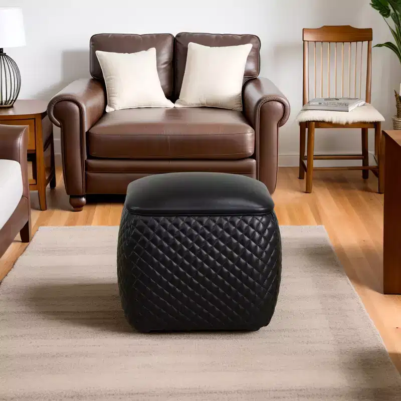 AndMakers Faux Leather Rectangular Ottoman