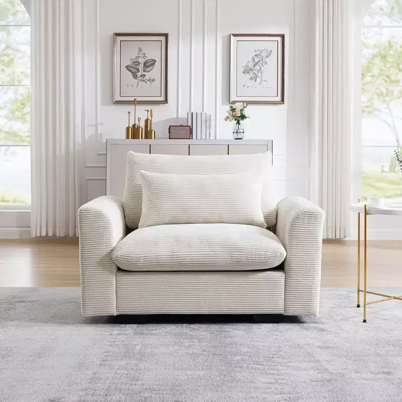 Christopher Knight Home Corduroy 33.8 Deep Seat Single Sofa Accent Chair with Waist Pillow