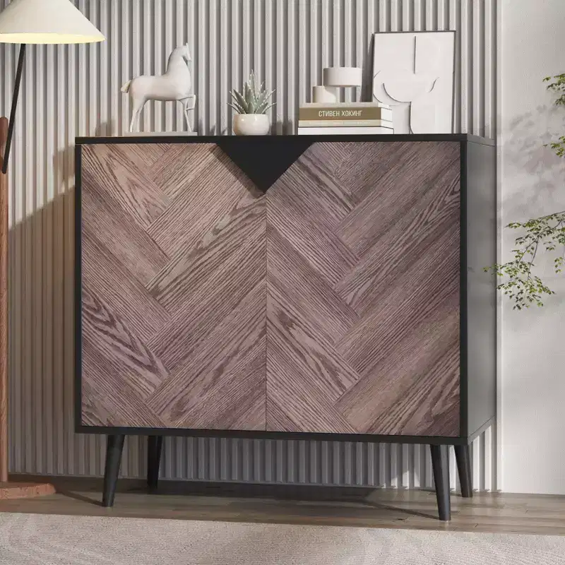 Wood Finish Storage Free Standing Accent Cabinet Sideboard Buffet Cabinet with Storage,Accent Cabinets for Living Room, Dining Room,
