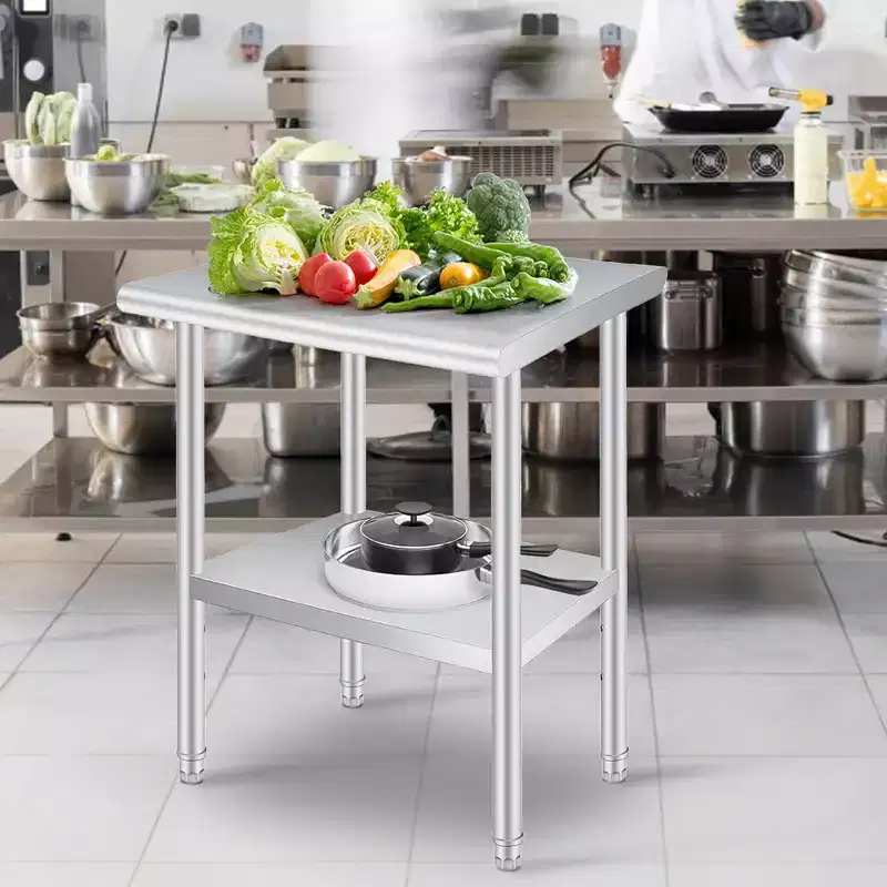 24x36 Inch Stainless Steel Prep Table, 2-Tier Heavy Duty Work Table with Adjustable Undershelf for Kitchen, NSF Certified
