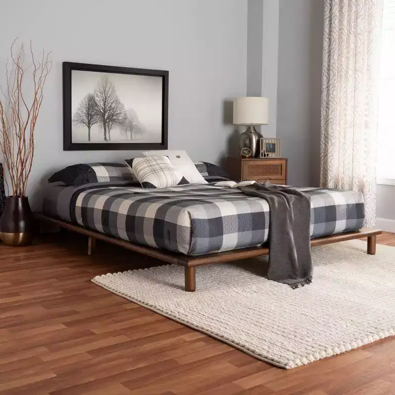 Baxton Studio Alivia Wood Bed Frame Walnut Brown