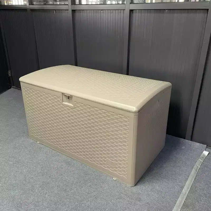 120 Gallon Deck Box, Outdoor Storage Container Steel Insert Waterproof Lockable UV Resistant for Patio Furniture Garden Tools Pool Supplies