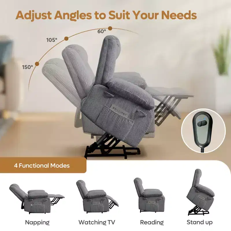Massage Recliner for Elderly, Power Lift Recliner Chair with Heat and Vibration for Living Room