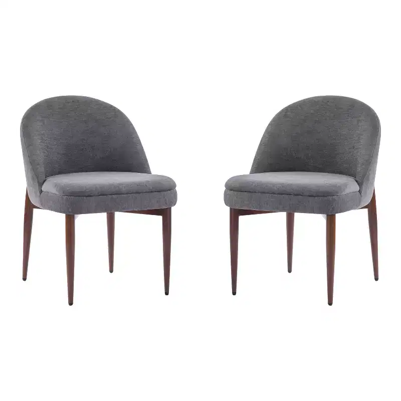 Christopher Knight Home Carew Modern Chenille Upholstered Iron Dining Chairs (Set of 2)