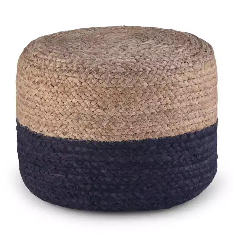 Contemporary Round Pouf Pink/Natural - WyndenHall