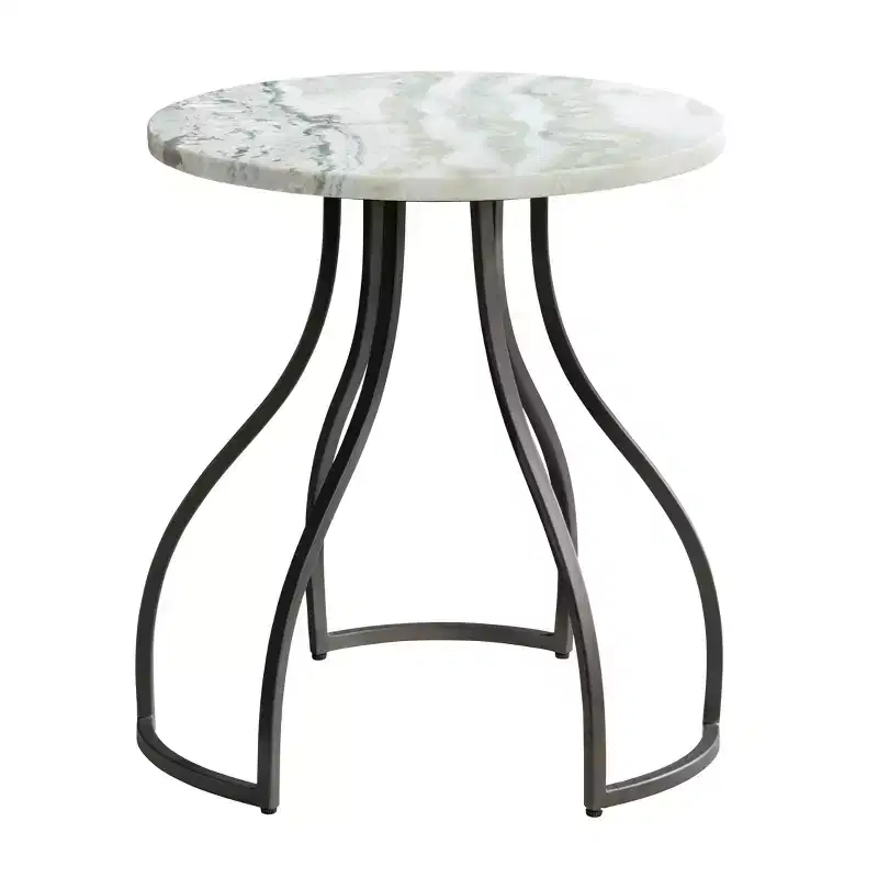Crestview Collection Round Green Marble Accent_End Table