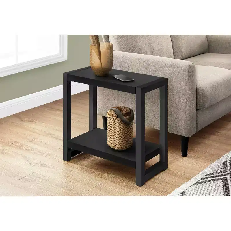 Okak Modern Side Table with Loop Legs, End Table with Bottom Storage Shelf and Thick Tabletop, Couch Table for Living Room
