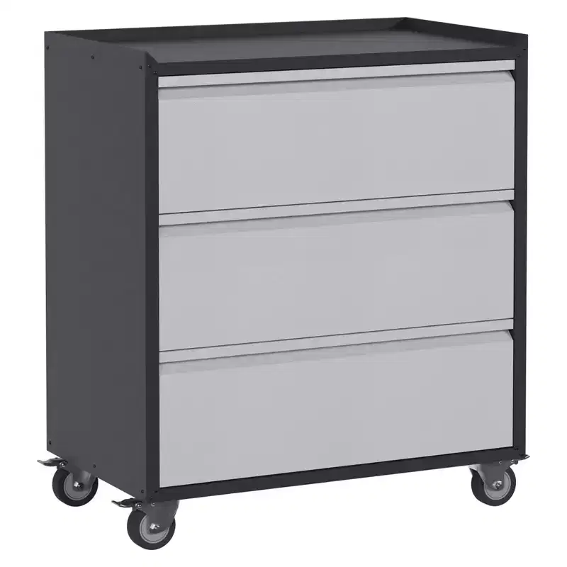 Lockable Steel File Storage Organizer Cabinet with Adjustable Shelves and Wheels for Home, School, Office, and Garage Organization, Black
