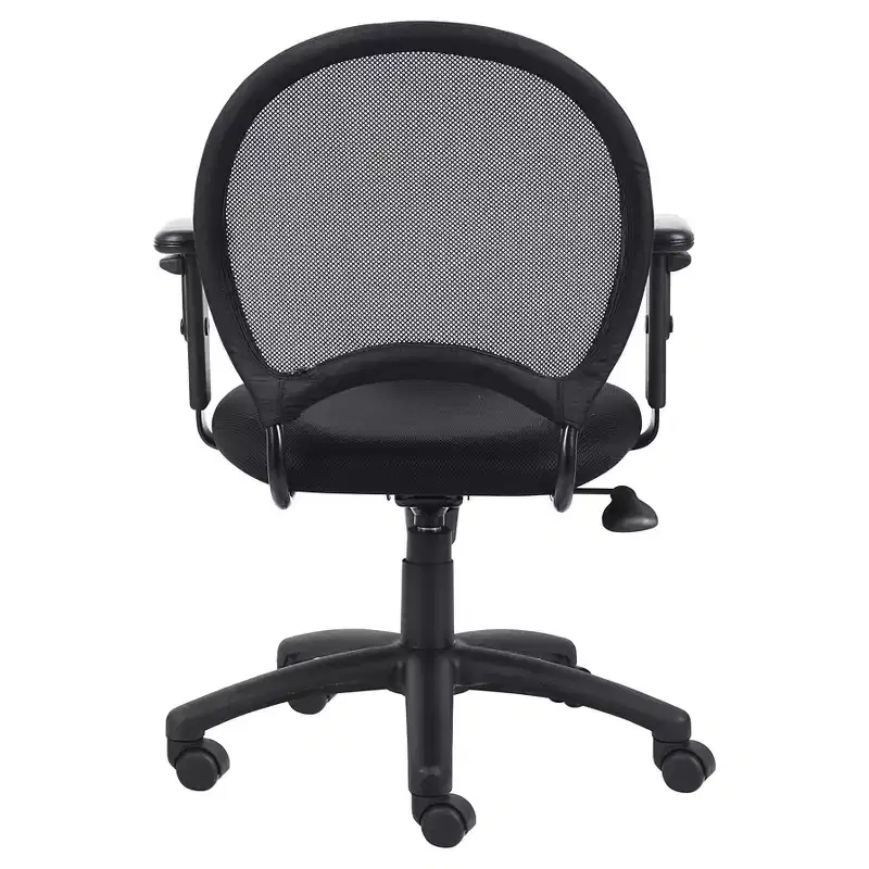 Mesh Chair with Adjustable Arms Black - Boss Office Products: Ergonomic Swivel, Nylon Legs, 275lb Capacity
